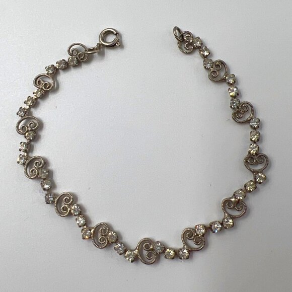 Bracelet Earrings Set Pierced Dangle Silver Jewelry Scroll Faceted - Picture 2 of 4